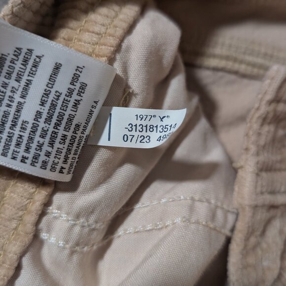 American Eagle baggy wide leg cords pants tan size 0 regular - Picture 15 of 16